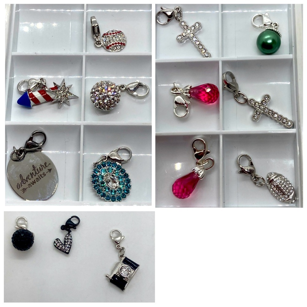 3 For $25 Origami Owl Silver Tone Enamel & Swarovski Clip Charms 2/ $20 | 3/ $25